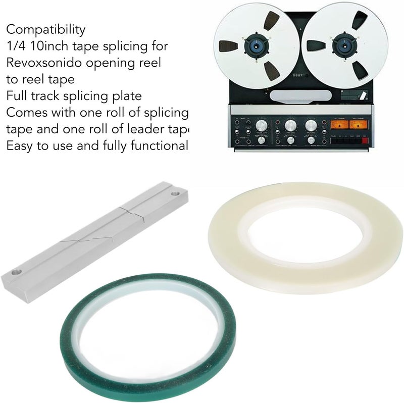 Zopsc 1/4 10inch Tape Splicing Set with Splicing Tape and Leader Tape, Reel to Reel 1/4 10inch Professional Tape Splicing Block. - Image 4